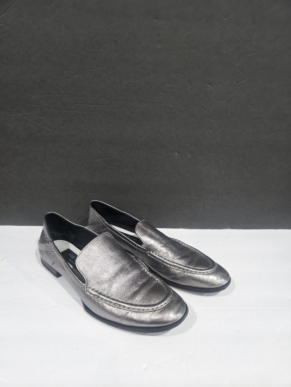 rag & bone Metallic Silver Slip-On Loafers Sz.37